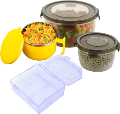 Bossket Stainless Steel, Plastic Fridge Container  - 1500 ml, 600 ml, 300 ml(Pack of 3, Multicolor)