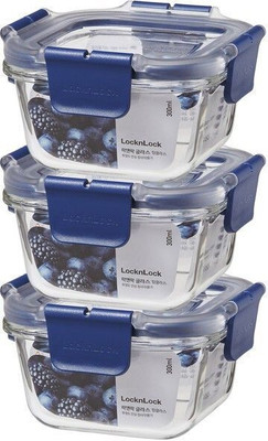 LOCK n LOCK Glass Fridge Container  - 300 ml(Pack of 3, Clear)