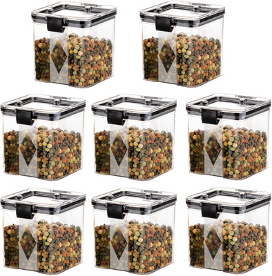 GRCOXZ Plastic Grocery Container  - 700 ml(Pack of 8, Black)