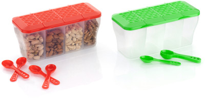 MAGICSPOON Polypropylene Grocery Container  - 1800 ml(Pack of 2, Green, Red)