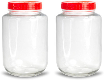 TINSUHG Glass Tea Coffee & Sugar Container  - 2000 ml(Pack of 2, Clear)