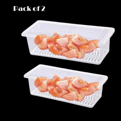 MINAG Plastic Fridge Container  - 1500 ml(Pack of 6, White)