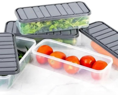 Alvinos Plastic Fridge Container  - 1200 L(Pack of 6, Grey)