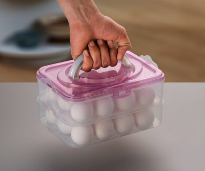 Barkati Plastic Egg Container  - 2 dozen(Pink)