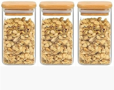 KOVOLY Glass Grocery Container  - 280 ml(Pack of 3, Transparent)