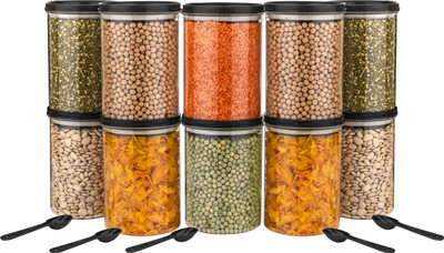 WeCoCo Plastic Grocery Container  - 1000 ml(Pack of 10, Black)