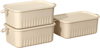 HoopVool Plastic Utility Container  - 12 L(Pack of 3, Beige)