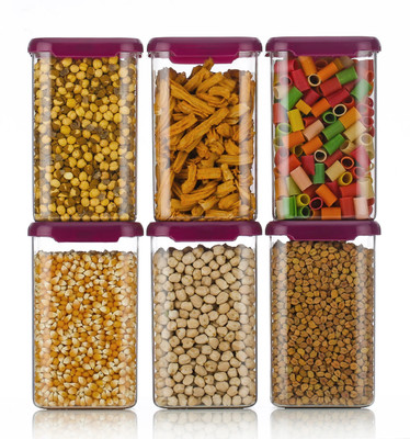 kitchkart Plastic Grocery Container  - 1200 ml(Pack of 6, Pink)