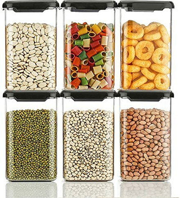 RUSHIL WERE Plastic Grocery Container  - 1100 ml(Pack of 6, Clear)