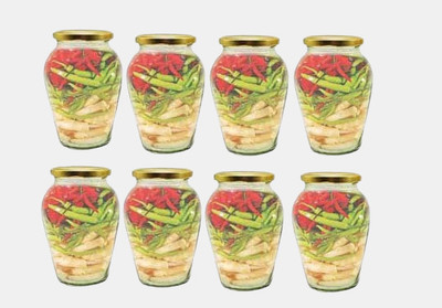 AFAST Glass Grocery Container  - 1000 ml(Pack of 8, Clear)