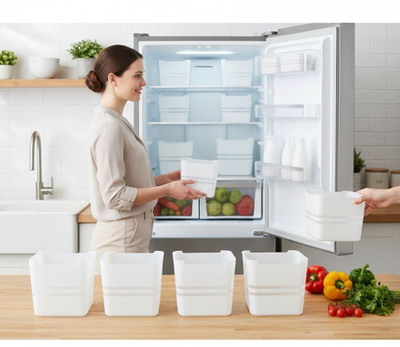 ROYAL MB Plastic Grocery Container  - 1000 ml(Pack of 4, Transparent)