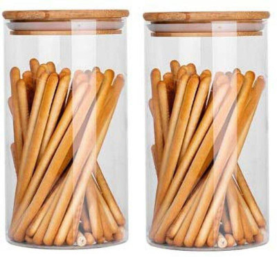 GOOD TO GREAT CREATION Glass Grocery Container  - 1050 ml(Pack of 2, Clear)
