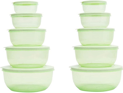 MOOZICO Polypropylene Bread Container  - 2700 ml, 1700 ml, 1000 ml, 580 ml, 290 ml(Pack of 10, Green)