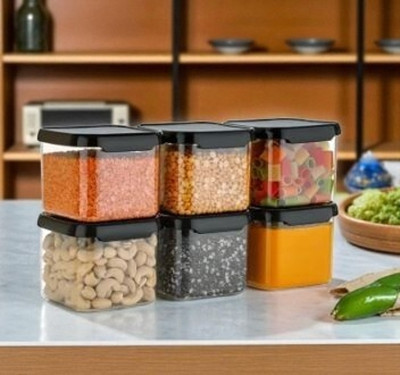 ALKAR Plastic Fridge Container  - 500 ml(Pack of 6, Black)