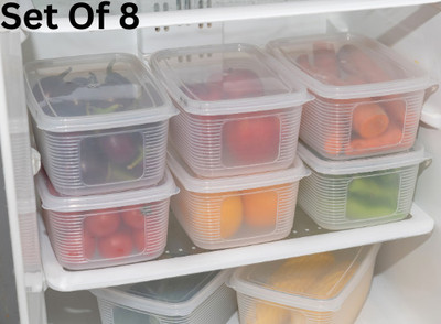 NEXTVIEW Plastic Fridge Container  - 1800 ml(Pack of 8, White)