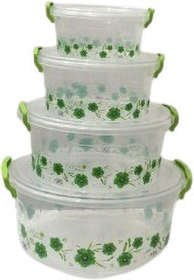 GRAND MART Plastic Grocery Container  - 2500 ml(Pack of 4, Green, Transparent)