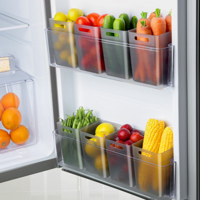 FEEDNIX Plastic Fridge Container  - 1100 ml(Pack of 8, Black)