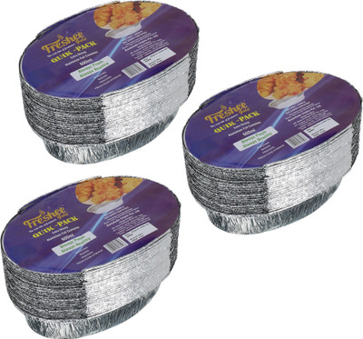 Freshee Aluminium Utility Container  - 600 ml(Pack of 3, Silver)