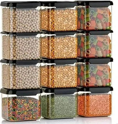 SEQUENCE Plastic Grocery Container  - 500 ml(Pack of 12, Black)