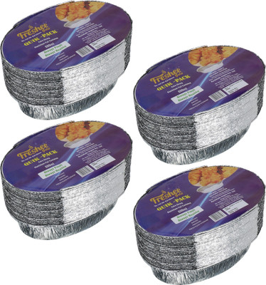 Freshee Aluminium Utility Container  - 600 ml(Pack of 4, Silver)