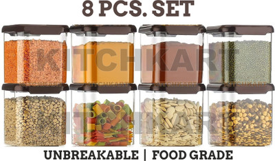 kitchkart Plastic Grocery Container  - 550 ml(Pack of 8, Brown)