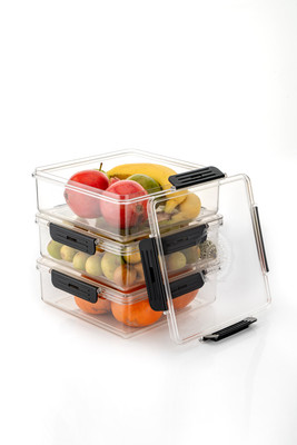 Ecodex Plastic Fridge Container  - 2000 ml(Pack of 3, Black)