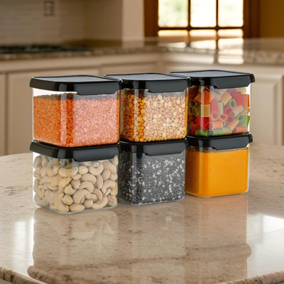 busaji enterprise Plastic Fridge Container  - 500 ml(Pack of 6, Black)