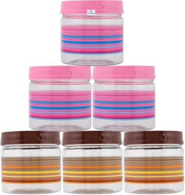 KUBER INDUSTRIES Plastic Grocery Container  - 350 ml(Pack of 6, Pink, Brown)