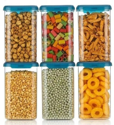 forsel Plastic Grocery Container  - 1200 ml(Pack of 6, Blue)