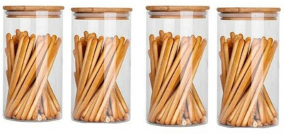 DSRPC Glass Grocery Container  - 685 ml(Pack of 4, Clear)