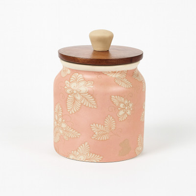 Bright Crockery Ceramic Tea Coffee & Sugar Container  - 400 ml(Pink)