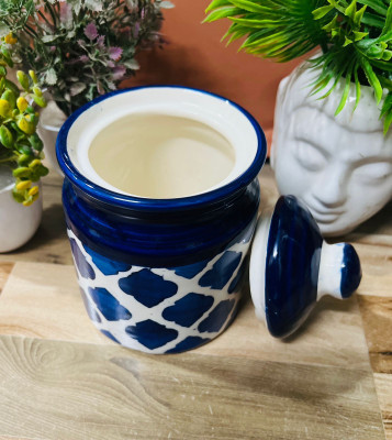 Shriyam Ceramic Pickle Jar  - 700 ml(Blue)