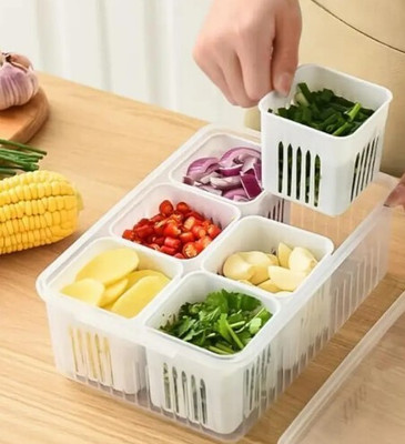 NayakE Plastic Fridge Container  - 2200 ml(White)