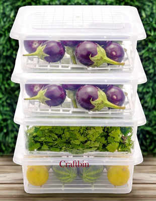 Craftbin Plastic Fridge Container  - 2400 ml(Pack of 4, Clear)