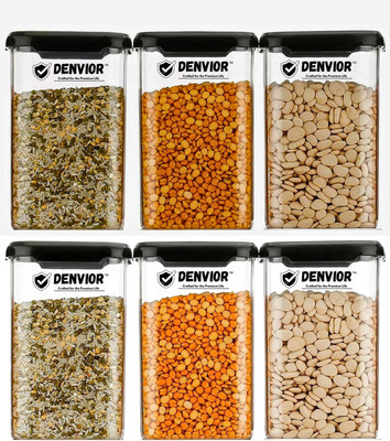 DENVIOR Plastic Grocery Container  - 1100 ml(Pack of 6, Transparent)