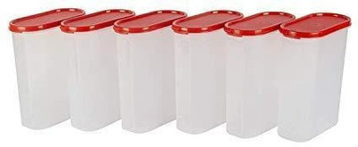 Cutting EDGE Plastic Grocery Container  - 2400 ml(Pack of 6, Red)