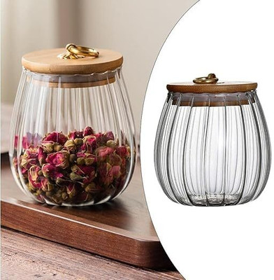 RED - RUBBY Glass Utility Container  - 600 ml(Pack of 2, Clear)