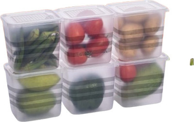 alakh Plastic Fridge Container  - 950 ml(Pack of 6, White)