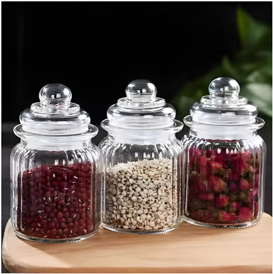 HOOLI Glass Grocery Container  - 350 ml(Pack of 3, Clear)