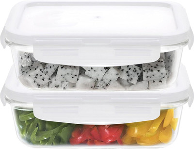 Cutting EDGE Glass Utility Container  - 1520 ml(Pack of 2, Clear)
