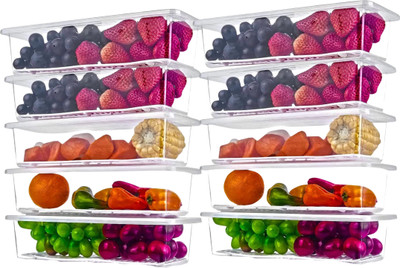 STUNNER ENTERPRISE Plastic Fridge Container  - 2000 ml(Pack of 10, Clear)