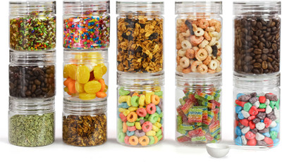 Pearlpet Plastic Grocery Container  - 200 ml, 300 ml(Pack of 12, Clear)