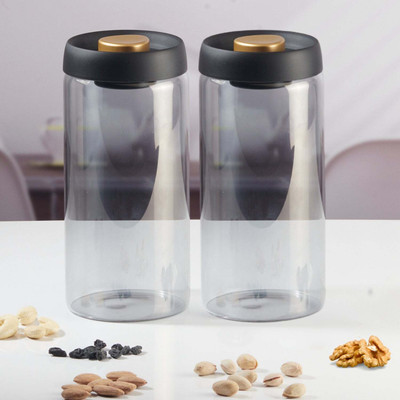 Kookee Glass Grocery Container  - 100 ml(Pack of 2, Grey)