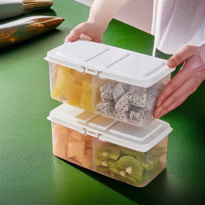 Opulent Plastic Fridge Container  - 1000 ml(Pack of 2, White)