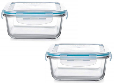 IndusBay Glass Utility Container  - 520 ml(Pack of 2, Clear)