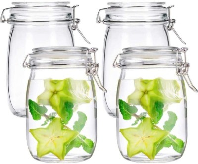 Sarsawal Glass Grocery Container  - 1200 ml(Pack of 4, Clear)