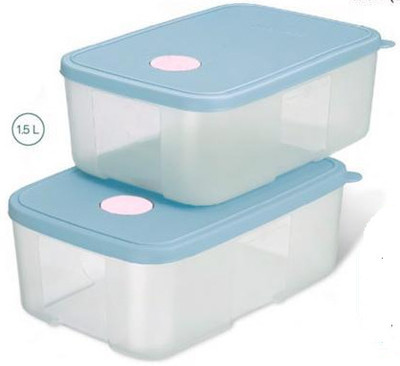TUPPERWARE Polypropylene Fridge Container  - 1500 ml(Pack of 2, White, Light Blue)