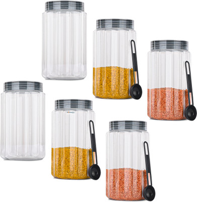 HOMESTIC by Kuber Industries Plastic Grocery Container  - 1800 ml(Pack of 6, Grey)
