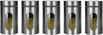Sueriv Steel Grocery Container  - 550 ml(Pack of 5, Silver)