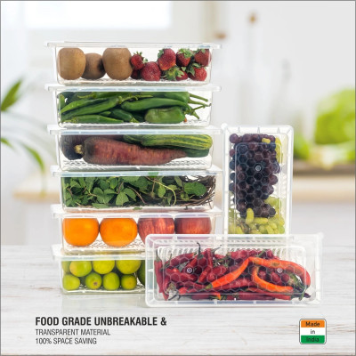 Flipkart SmartBuy Plastic Fridge Container  - 1500 ml(Pack of 6, Clear)